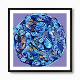 Steaming Pot Of Mussels Purple  Art Print