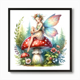 Fairy On A Mushroom 1 Art Print