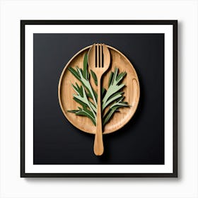 Moke Up Spoon Fork Knife Utensil Dining Bamboo Ecofriendly Branding Reusable Sustainable (3) Art Print