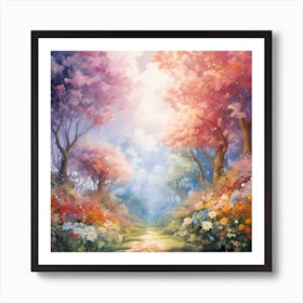 Garden of Vivid Hues: A Watercolour Tale Art Print