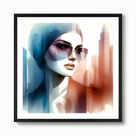 Illustration Of A Woman In Sunglasses Art Print