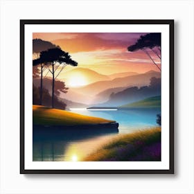 Sunset By The Lake 47 Art Print