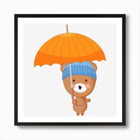 Teddy Bear With Umbrella Art Print