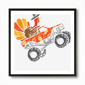 Thanksgiving Turkey Riding Monster Truck Boys Kids Toddlers Art Print