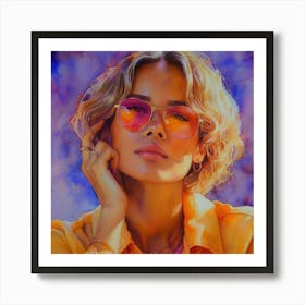 Portrait Of A Woman Wearing Sunglasses Art Print