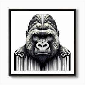 Gorilla Head - Abstract Line Art Illustration 56 Art Print