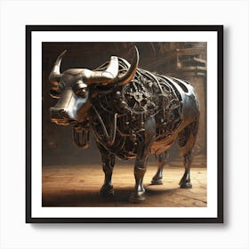 Bull With Gears Art Print