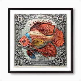 Colourful Fighting Fish Vintage Art Print Art Print