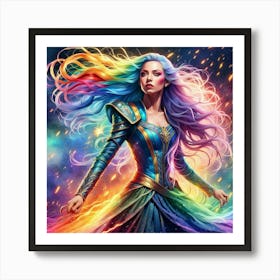 Rainbow Haired Woman Art Print