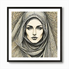 Muslim Woman In Head Scarf Art Print