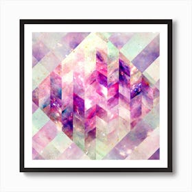 Abstract Geometric Pink Galaxy Square Art Print