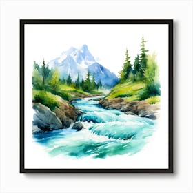 Watercolor Mountain Stream 5 Art Print