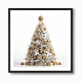 Christmas Tree With Gold Ornaments Art Print