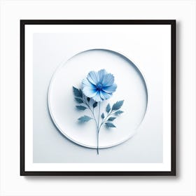 "Cyan Blossom Elegance"  'Cyan Blossom Elegance' portrays the delicate beauty of a single flower captured within the confines of a circular frame. The image's soft blue tones and the flower's intricate details convey a sense of purity and tranquility, making it a perfect piece to introduce a natural and serene element into minimalist or modern decor. This artwork celebrates the simple elegance of floral art and is ideal for those seeking to add a touch of botanical grace to their living space. Art Print
