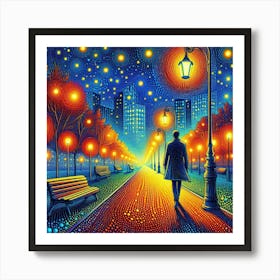 A man walks on path 2 Art Print