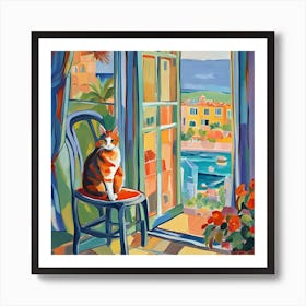 Cat Sitting By The Window Art Print