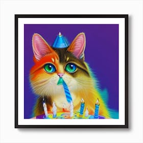 Birthday Cat Art Print