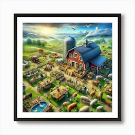 Farm Animals In The Countryside Art Print