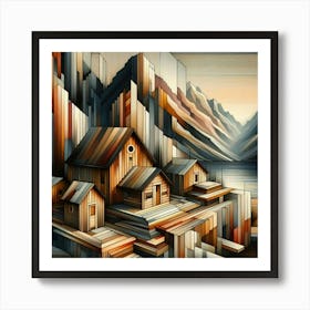 A mixture of modern abstract art, plastic art, surreal art, oil painting abstract painting art e
wooden huts mountain montain village 19 Art Print