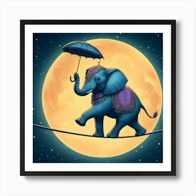 Elephant On A Tightrope 5 Art Print