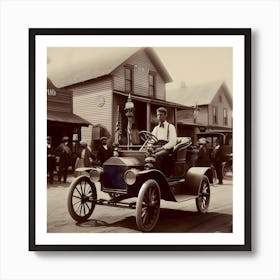 Early Small Town America And The Automobile ~Reimagined 21 Art Print