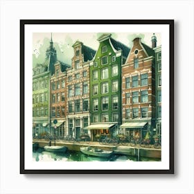 Watercolor Of Amsterdam Art Print