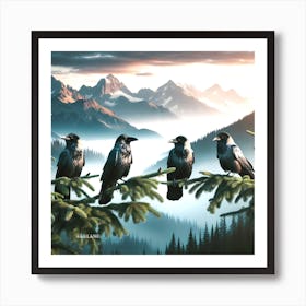 Crow On Branch Art Print