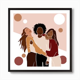 Three Women Hugging Art Print