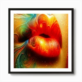 Lips, Abstract Painting, Eclectic, Colorful  Art Print