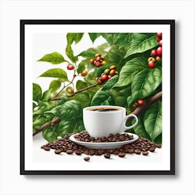Coffee Cup With Coffee Beans 19 Art Print