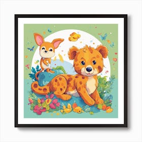 Cheetah And Lion Art Print