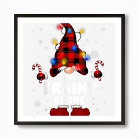 The Brainy Gnome Buffalo Plaid Christmas Tree Light Funny Art Print