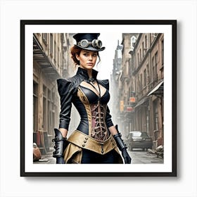 Steampunk Women's After Dinner Wear Cubism Style Art Print