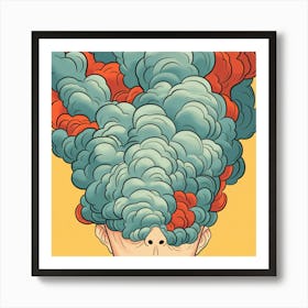 Man With A Head Full Of Clouds Art Print