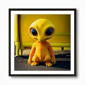 Firefly Cute, Friendly, Alien, Yellow, Cat Eyes, Bus Stop, Whimsical, Vibrant, Extraterrestrial, Cha (9) Art Print