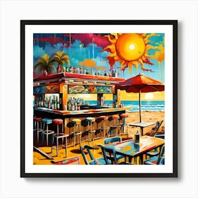 Sun Kissed 60s Vibes At The Beach Bar Oasis 1 Art Print