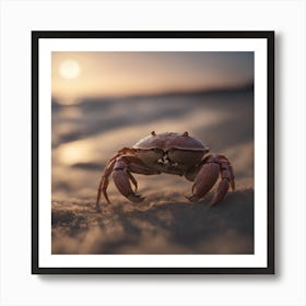 Crab At Sunset Art Print