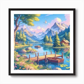 Lake In The Mountains Art Print