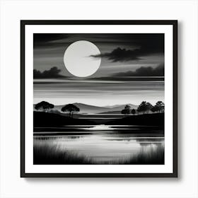 Full Moon Over Water 1 Art Print