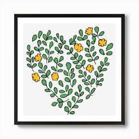 Heart Of Flowers Beautiful Yellow Floral Heart Art Print