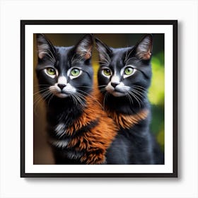 Black And Orange Cats Art Print