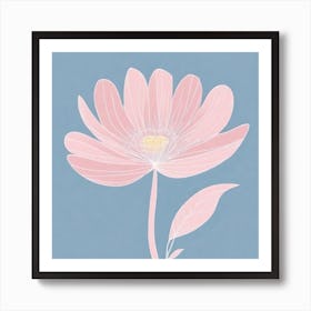 A White And Pink Flower In Minimalist Style Square Composition 363 Art Print