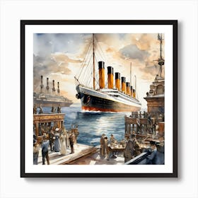 Titanic Over Ocean Art Art Print