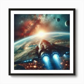 Spaceship In Space Art Print