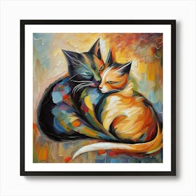 Cats In Love Art Print