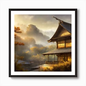 Firefly Rustic Rooftop Japanese Vintage Village Landscape 78771 (2) Poster