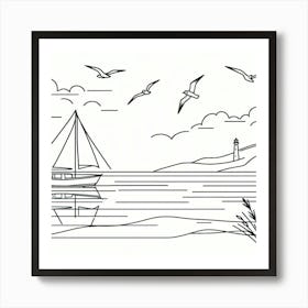 Lonely Yacht 1 Art Print