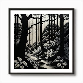 'The Forest', black and white art Art Print