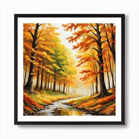 Forest In Autumn In Minimalist Style Square Composition 216 Art Print