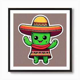 Cactus With Sombrero 3 Art Print